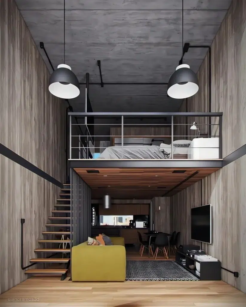 rumah mezzanine bekasi dengan desain modern dan plafon tinggi