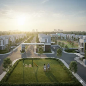 Lingkungan perumahan aman dan hijau di Bekasi dengan sistem one gate dan taman keluarga